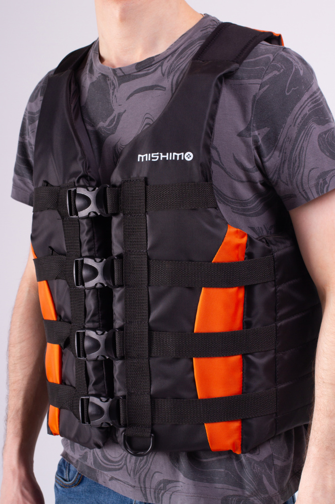 Жилет спасательный MISHIMO PRO Премиум качества Черно-оранжевый в Симферополе